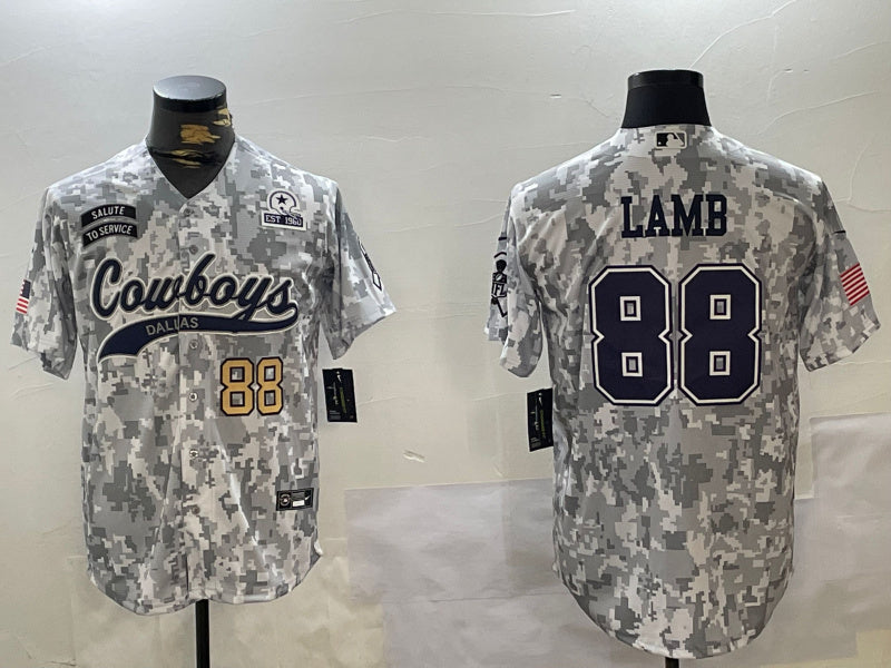 Custom Men’s Dallas Cowboys #88 CeeDee Lamb 2024 Arctic Camo Salute To Service Stitched Baseball Jersey