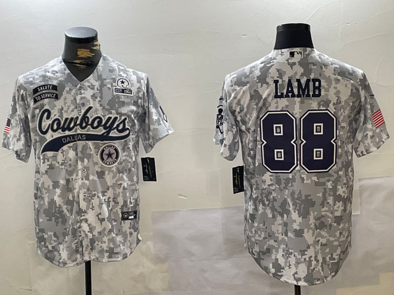Custom Men’s Dallas Cowboys #88 CeeDee Lamb 2024 Arctic Camo Salute To Service Stitched Baseball Jerseys