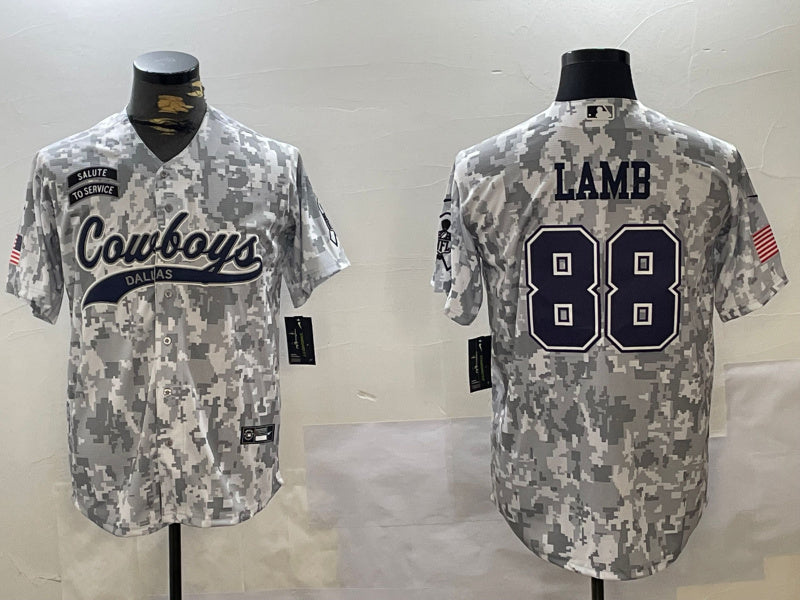 Custom Men’s Dallas Cowboys #88 CeeDee Lamb 2024 Arctic Camo Salute To Service Stitched Baseball Jerseys