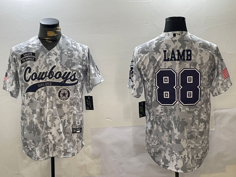 Custom Men’s Dallas Cowboys #88 CeeDee Lamb 2024 Arctic Camo Salute To Service Stitched Baseball Jerseys