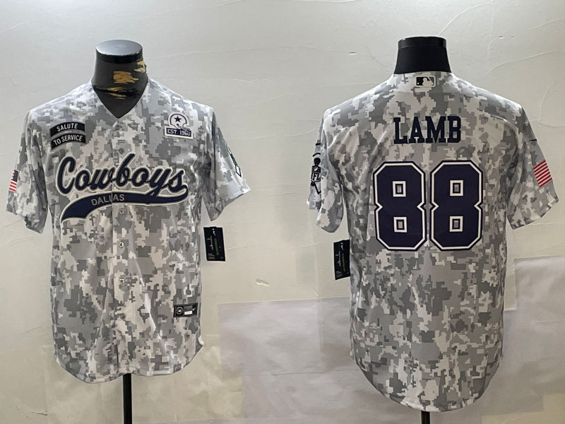 Custom Men’s Dallas Cowboys #88 CeeDee Lamb 2024 Arctic Camo Salute To Service Stitched Baseball Jerseys