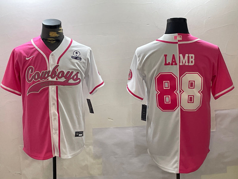 Custom Men’s Dallas Cowboys #88 CeeDee Lamb 2024 Arctic white red Stitched Baseball Jerseys