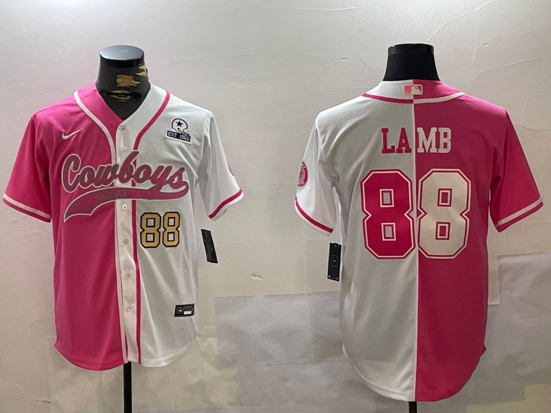 Custom Men’s Dallas Cowboys #88 CeeDee Lamb 2024 Arctic white red Stitched Baseball Jerseys