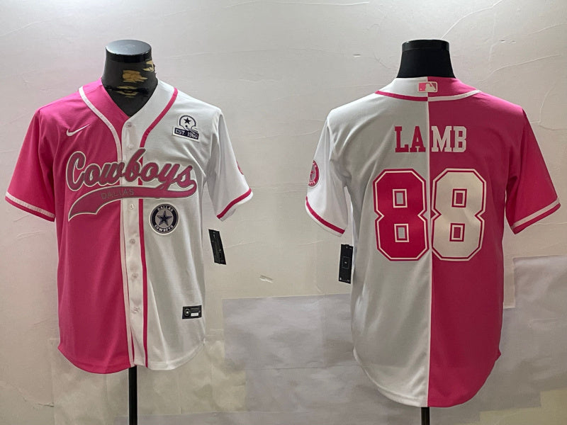 Custom Men’s Dallas Cowboys #88 CeeDee Lamb 2024 Arctic white red Stitched Baseball Jerseys
