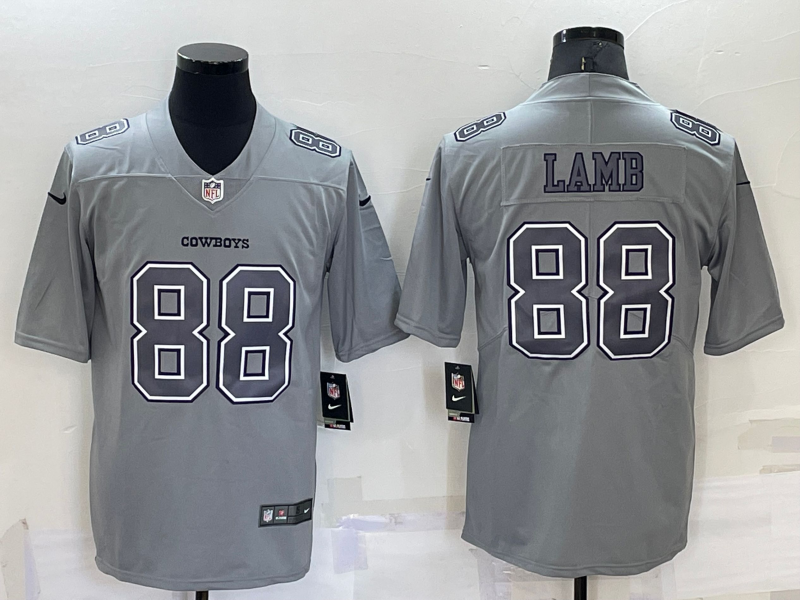Custom Men’s Dallas Cowboys #88 CeeDee Lamb Grey Atmosphere Fashion Stitched Jersey