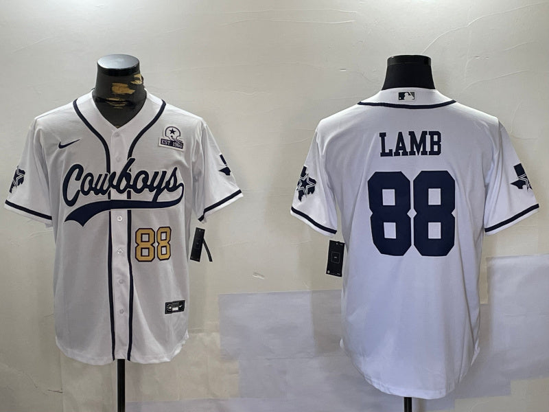Custom Men’s Dallas Cowboys #88 CeeDee Lamb White 2022 Olive Salute To Service Cool Base Stitched Baseball Jerseys