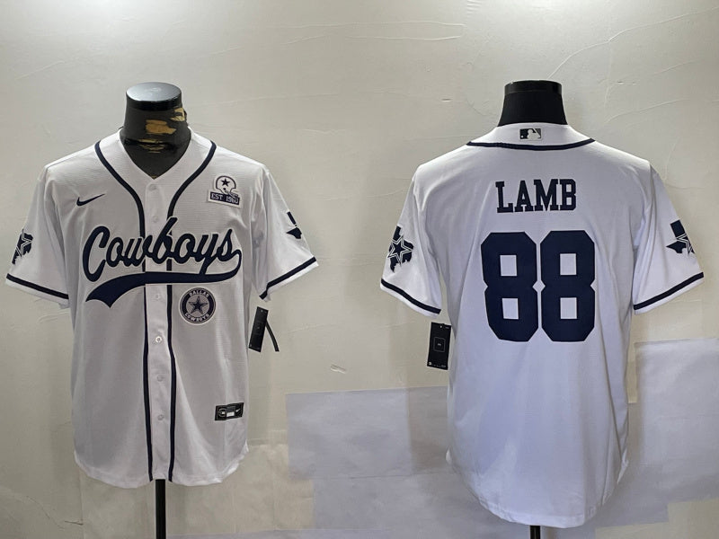 Custom Men’s Dallas Cowboys #88 CeeDee Lamb White 2022 Olive Salute To Service Cool Base Stitched Baseball Jerseys