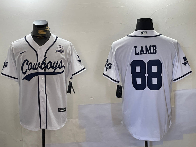 Custom Men’s Dallas Cowboys #88 CeeDee Lamb White 2022 Olive Salute To Service Cool Base Stitched Baseball Jerseys