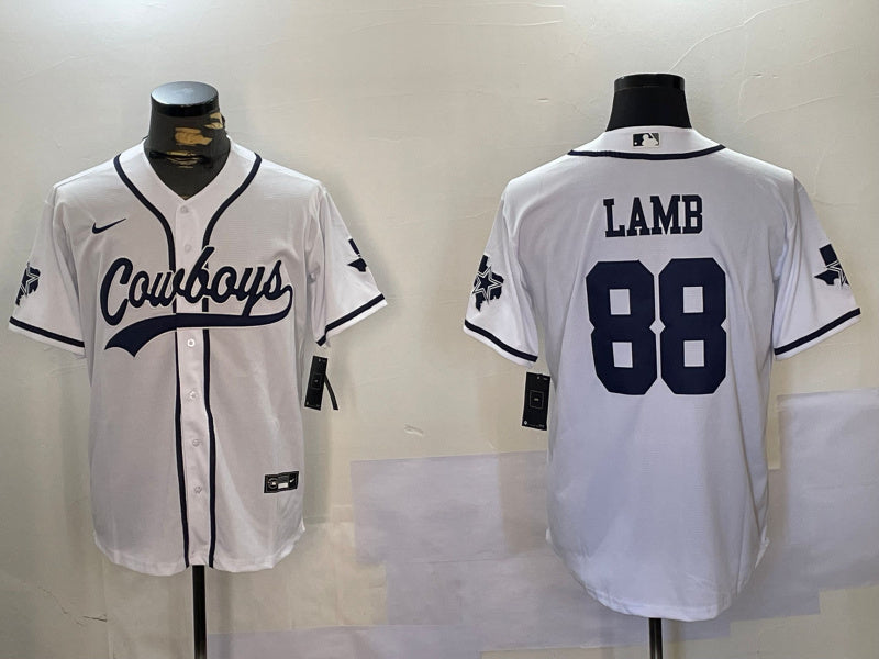 Custom Men’s Dallas Cowboys #88 CeeDee Lamb White 2022 Olive Salute To Service Cool Base Stitched Baseball Jersey