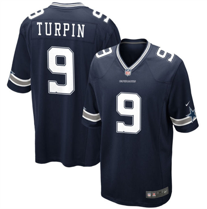 Custom Men’s Dallas Cowboys #9 KaVontae Turpin Navy Stitched Football Game Jersey