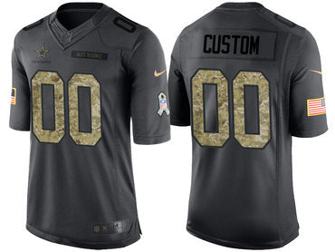 Custom Men’s Dallas Cowboys Anthracite Customized Camo 2016 Salute to Service Jersey
