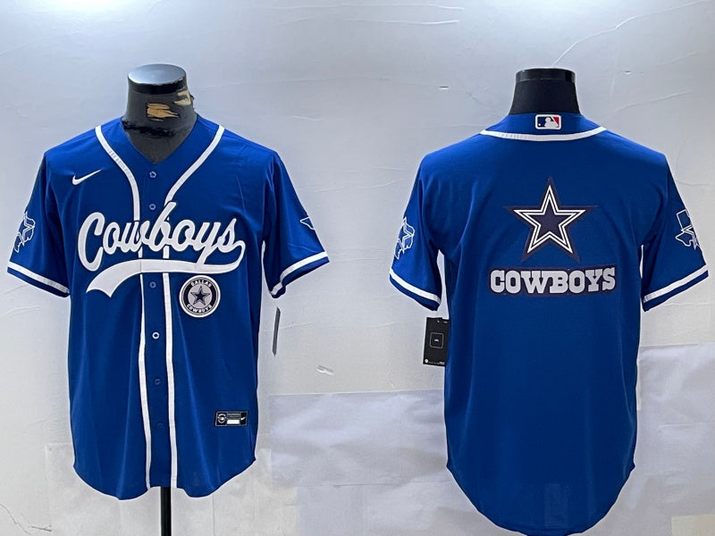 Custom Men’s Dallas Cowboys Big Logo Royal With Patch Cool Base Stitched Baseball Jerseys