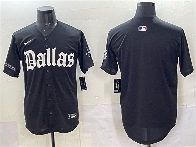 Custom Men’s Dallas Cowboys Blank Black ‘Gothic Lone Star Edition’ Limited Stitched Baseball Jersey
