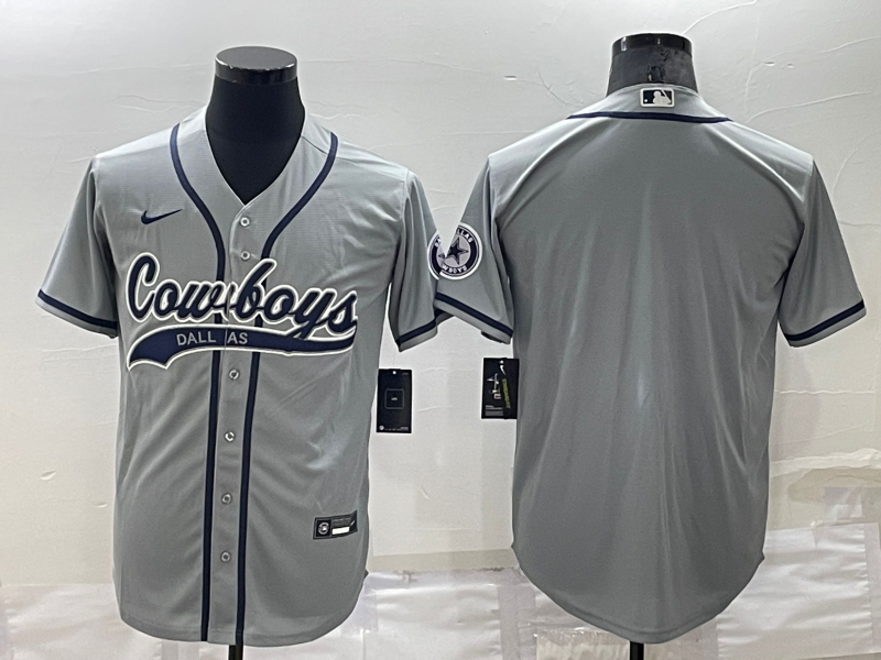 Custom Men’s Dallas Cowboys Blank Grey Stitched Jersey