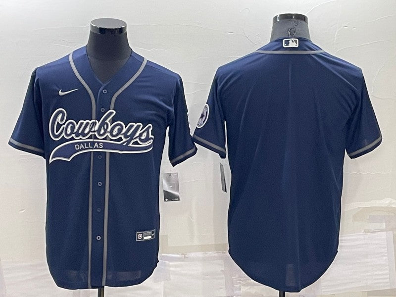Custom Men’s Dallas Cowboys Blank Navy Cool Base Stitched Baseball Jersey