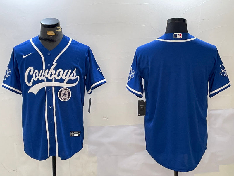 Custom Men’s Dallas Cowboys Blank Royal With Patch Cool Base Stitched Baseball Jerseys