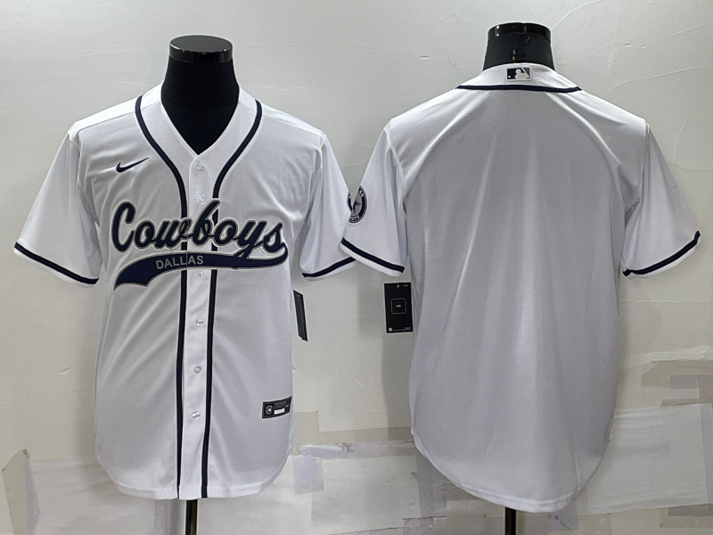 Custom Men’s Dallas Cowboys Blank White Cool Base Stitched Baseball Jersey