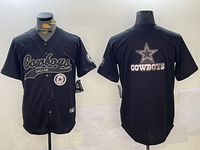 Custom Men’s Dallas Cowboys Team Big Logo Black With Patch Cool Base Stitched Baseball Jerseys