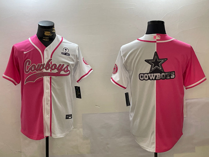 Custom Men’s Dallas Cowboys big logo Red White With Patch Cool Base Stitched Baseball Jerseys