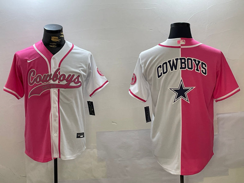 Custom Men’s Dallas Cowboys big logo Red White With Patch Cool Base Stitched Baseball Jerseys
