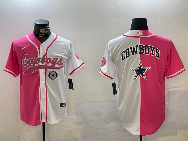 Custom Men’s Dallas Cowboys big logo Red White With Patch Cool Base Stitched Baseball Jerseys