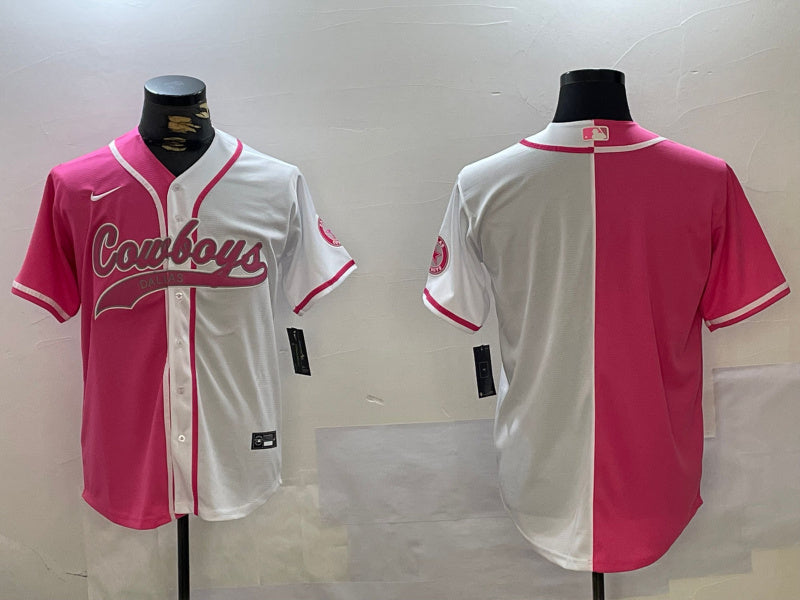 Custom Men’s Dallas Cowboys big logo Red White With Patch Cool Base Stitched Baseball Jerseys