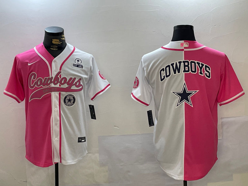 Custom Men’s Dallas Cowboys big logo Red White With Patch Cool Base Stitched Baseball Jerseys
