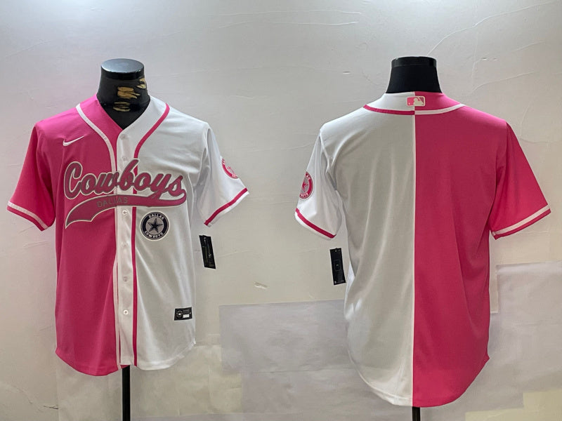 Custom Men’s Dallas Cowboys big logo Red White With Patch Cool Base Stitched Baseball Jerseys