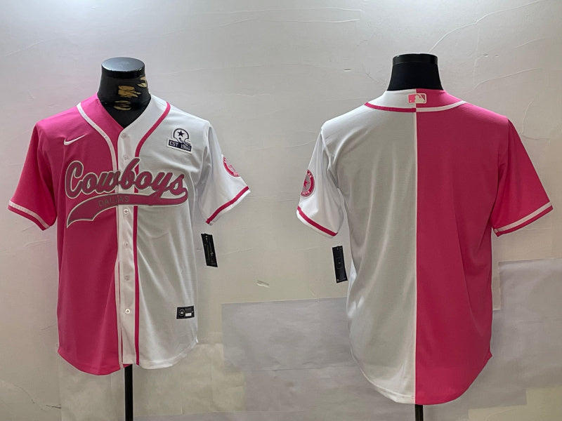 Custom Men’s Dallas Cowboys big logo Red White With Patch Cool Base Stitched Baseball Jerseys