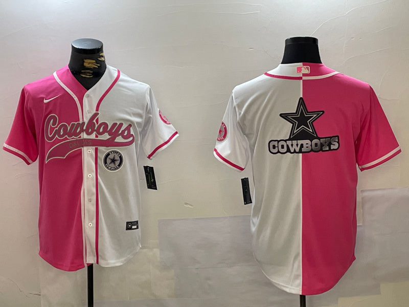 Custom Men’s Dallas Cowboys big logo Red White With Patch Cool Base Stitched Baseball Jerseys