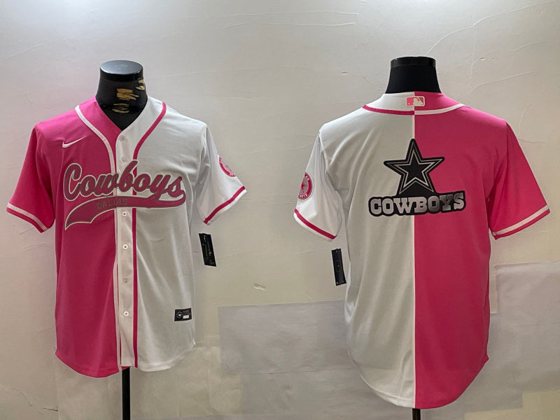 Custom Men’s Dallas Cowboys big logo Red White With Patch Cool Base Stitched Baseball Jerseys