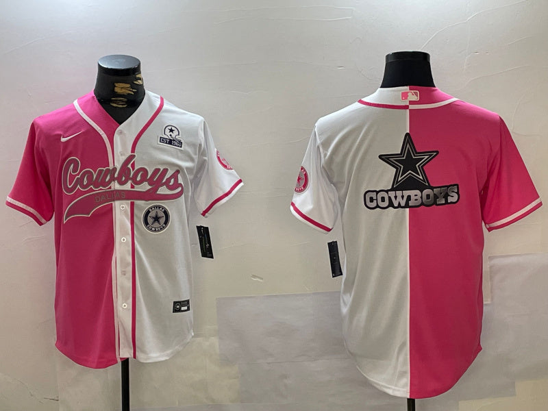 Custom Men’s Dallas Cowboys big logo Red White With Patch Cool Base Stitched Baseball Jersey