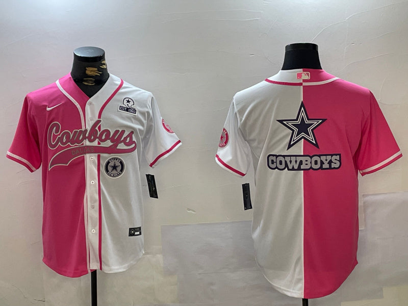 Custom Men’s Dallas Cowboys big logo Red White With Patch Cool Base Stitched Baseball Jerseys