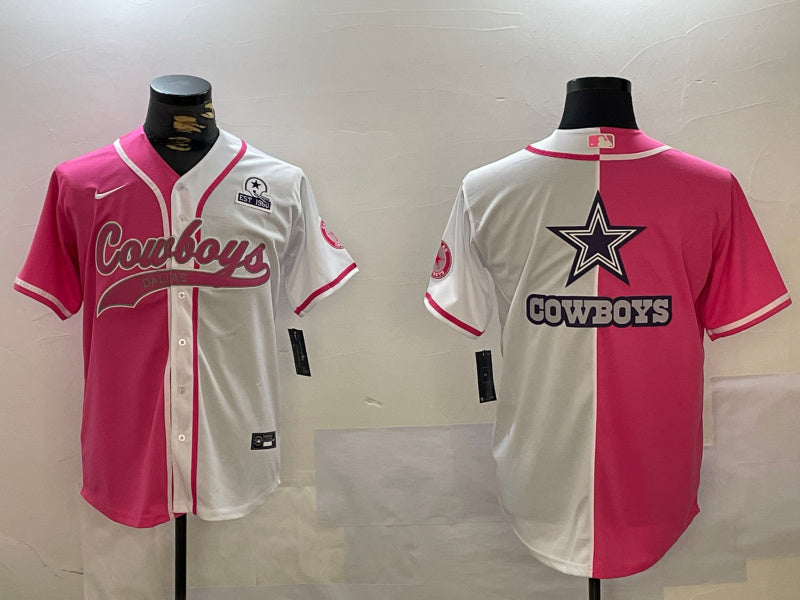 Custom Men’s Dallas Cowboys big logo Red White With Patch Cool Base Stitched Baseball Jerseys