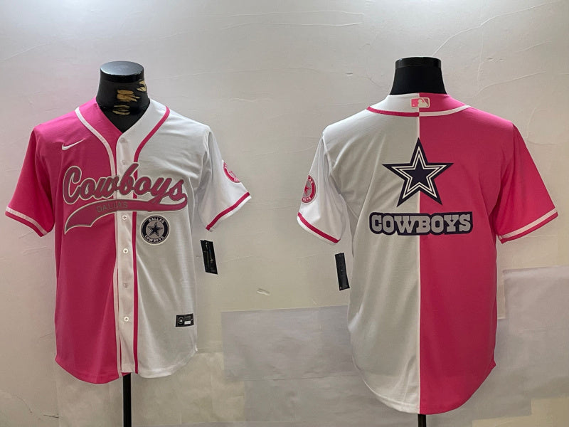 Custom Men’s Dallas Cowboys big logo Red White With Patch Cool Base Stitched Baseball Jerseys