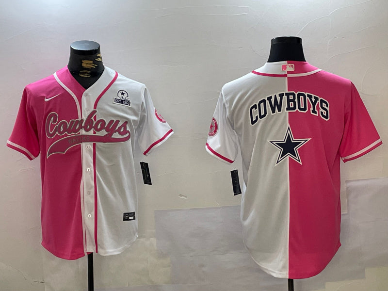 Custom Men’s Dallas Cowboys big logo Red White With Patch Cool Base Stitched Baseball Jerseys
