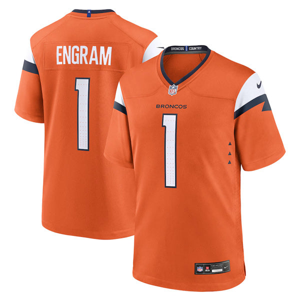 Custom Men’s Denver Broncos #1 Evan Engram Orange 2025 Alternate Stitched Game Jersey