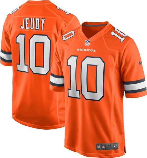 Custom Men’s Denver Broncos #10 Jerry Jeudy Orange Game Stitched Jersey