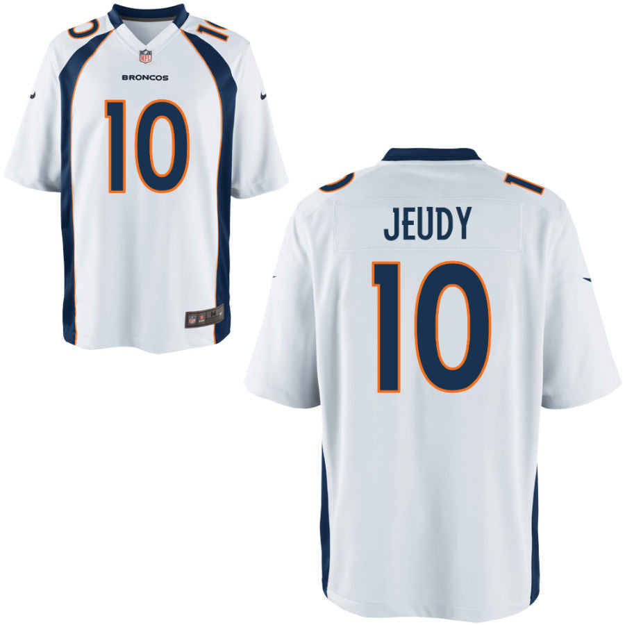 Custom Men’s Denver Broncos #10 Jerry Jeudy White 2020 NFL Draft Vapor limited Jersey_1