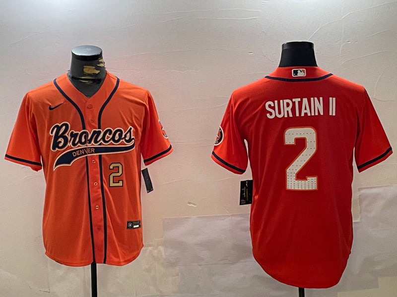 Custom Men’s Denver Broncos #2 Pat Surtain II Orange Cool Base Stitched Baseball Jerseys