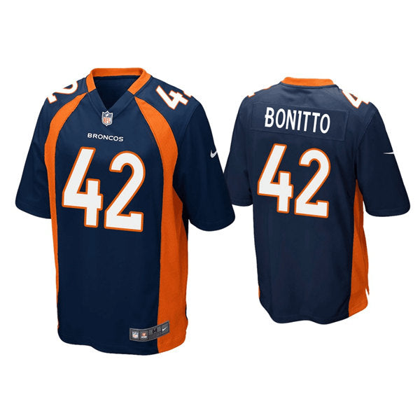 Custom Men’s Denver Broncos #42 Nik Bonitto Navy Game Stitched Jersey