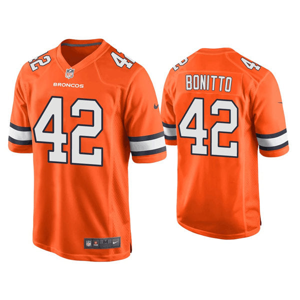 Custom Men’s Denver Broncos #42 Nik Bonitto Orange Game Stitched Jersey