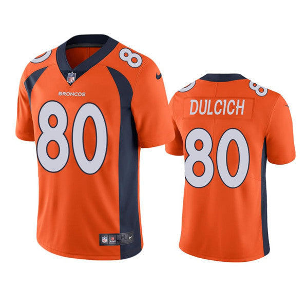 Custom Men’s Denver Broncos #80 Greg Dulcich Oraange Vapor Untouchable Stitched Jersey
