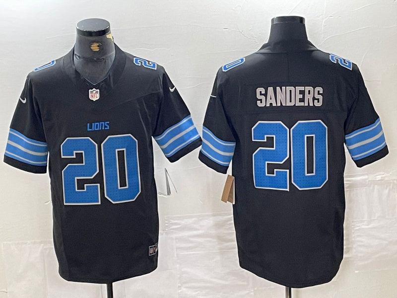 Custom Men’s Detroit Lions #20 Barry Sanders Black 2024 F.U.S.E. 2nd Alternate Vapor Limited Stitched Jersey