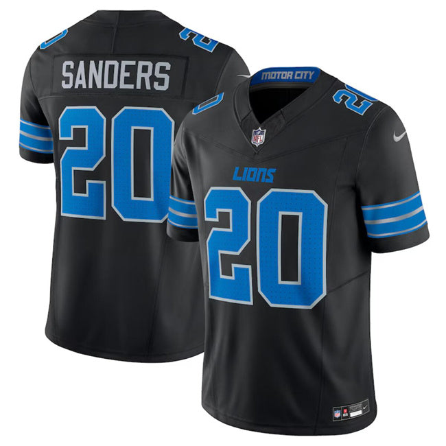 Custom Men’s Detroit Lions #20 Barry Sanders Black 2024 F.U.S.E. 2nd Alternate Vapor Limited Stitched Jersey