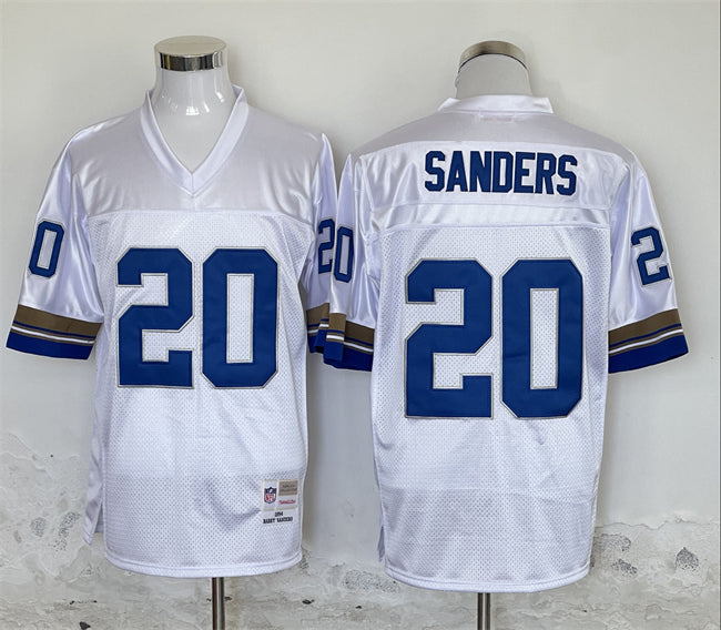 Custom Men’s Detroit Lions #20 Barry Sanders Throwback Stitched Jersey