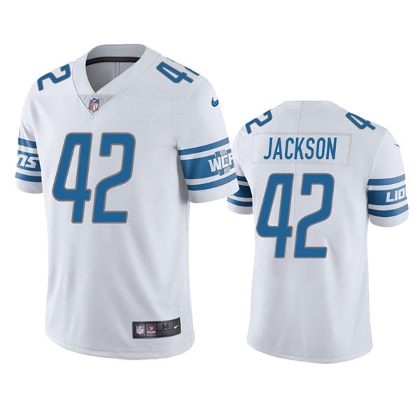 Custom Men’s Detroit Lions #42 Justin Jackson White Vapor Untouchable Limited Stitched Jersey