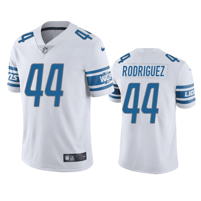 Custom Men’s Detroit Lions #44 Malcolm Rodriguez White Vapor Untouchable Limited Stitched Jersey
