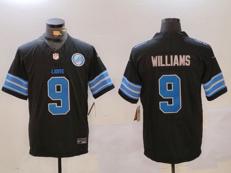 Custom Men’s Detroit Lions #9 Jameson Williams Black 2024 F.U.S.E. 2nd Alternate With Patch Vapor Limited Stitched Jersey