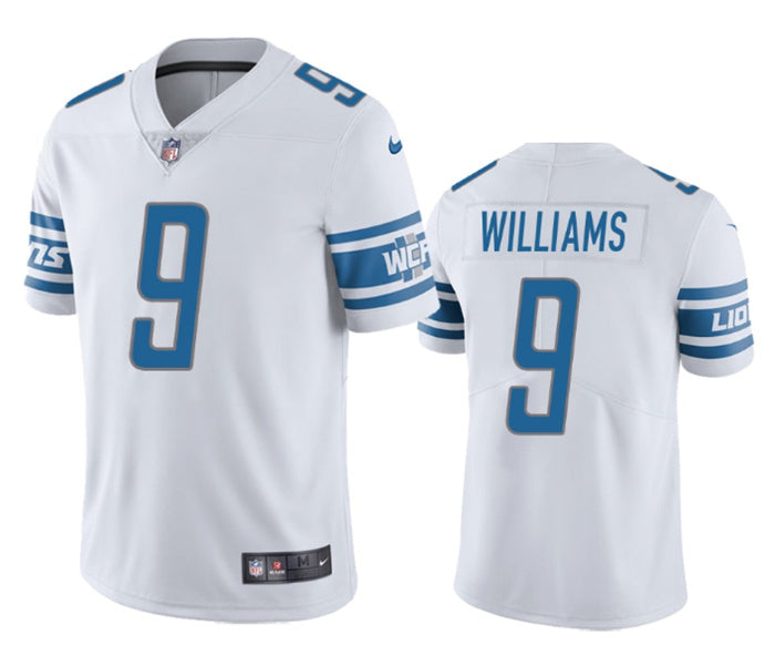 Custom Men’s Detroit Lions #9 Jameson Williams White Vapor Untouchable Limited Stitched Jersey